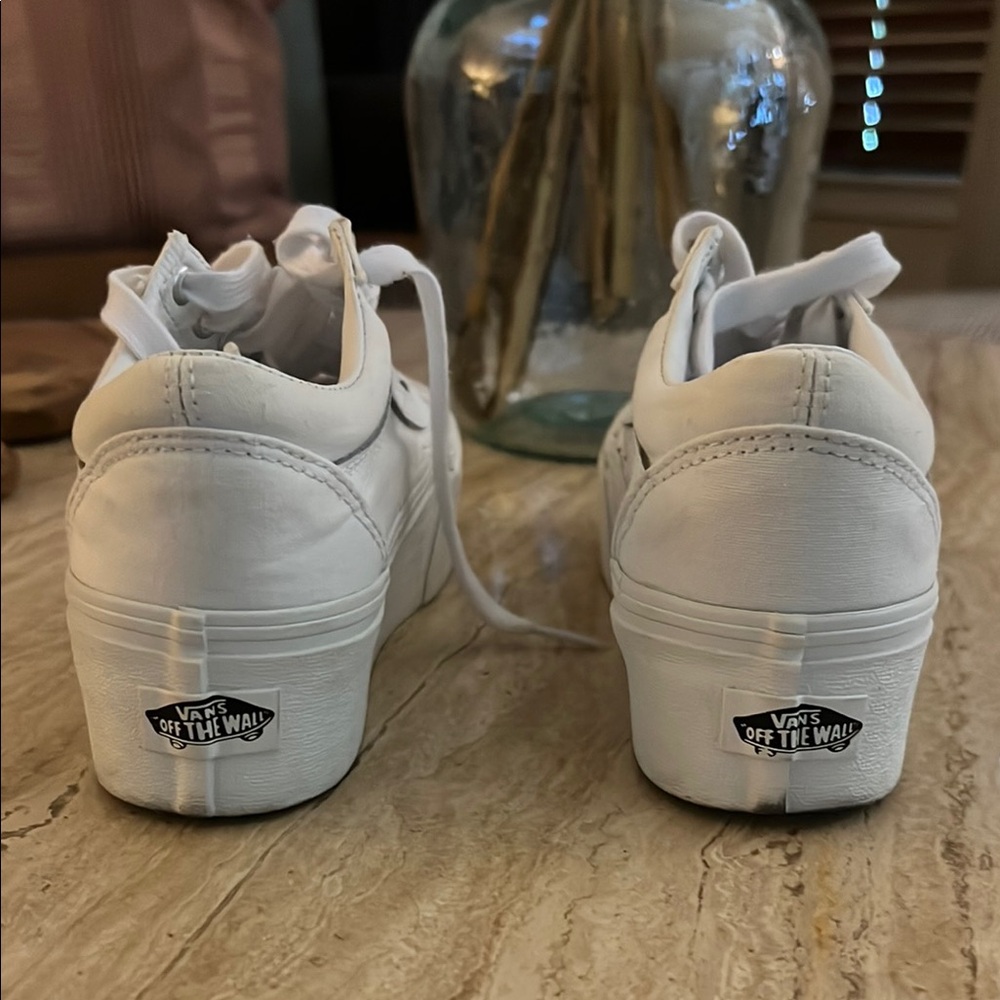 Vans Women's White Platform Sneakers - Picture 2 of 4